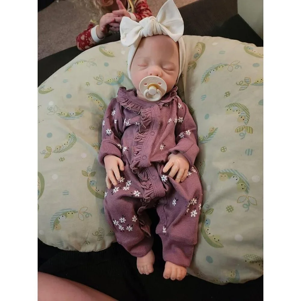 🆕16 Inch Full Platinum Silicone 4 Lb Sleeping Baby Girl Real Life Baby Doll